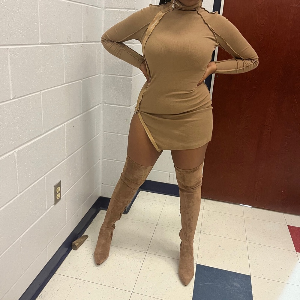 Tan zipper dress